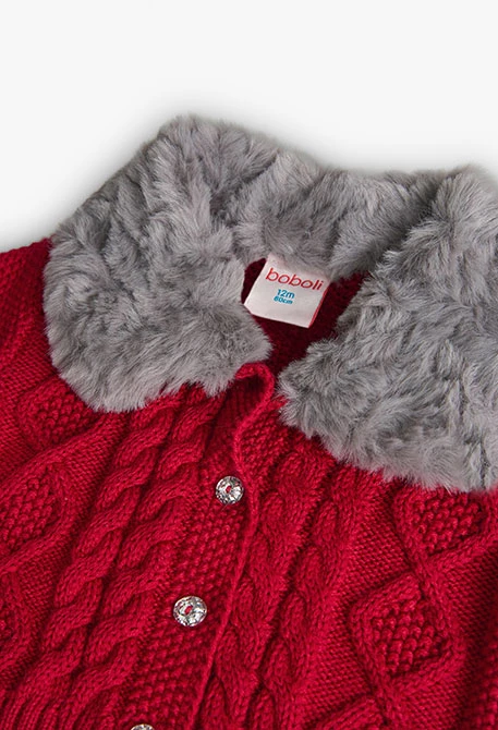 Veste en tricot pour bébé fille en grenat