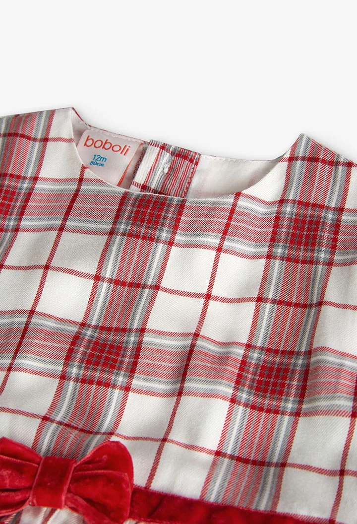 Dress for baby girl with red check print