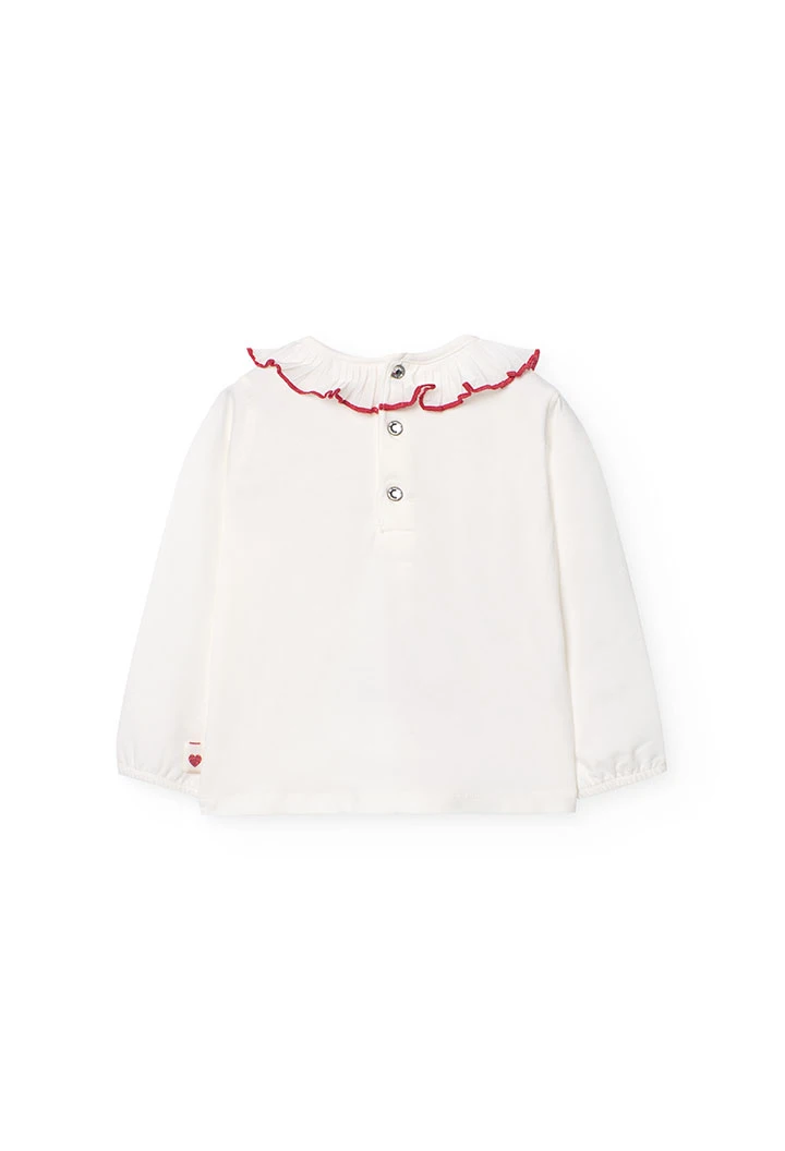 Camisola de malha de algodão para bebé menina em branco