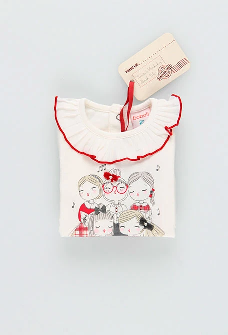 T-shirt en tricot de coton pour bébé fille en blanc