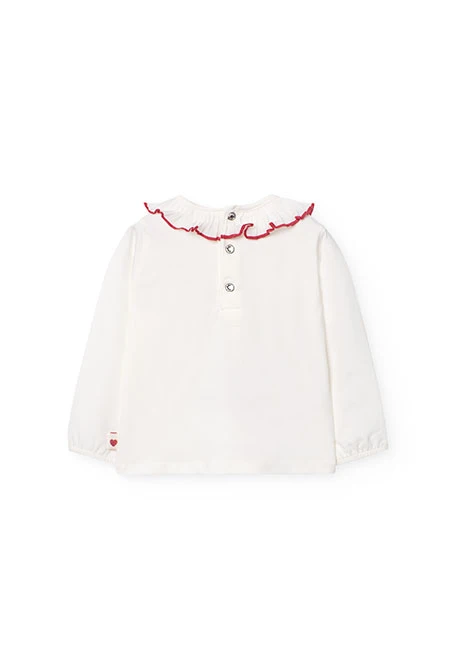 Camisola de malha de algodão para bebé menina em branco