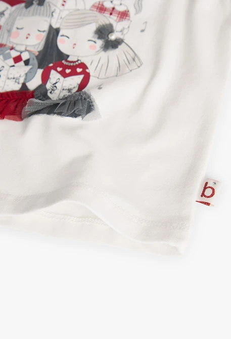 Camisola de malha de algodão para bebé menina em branco