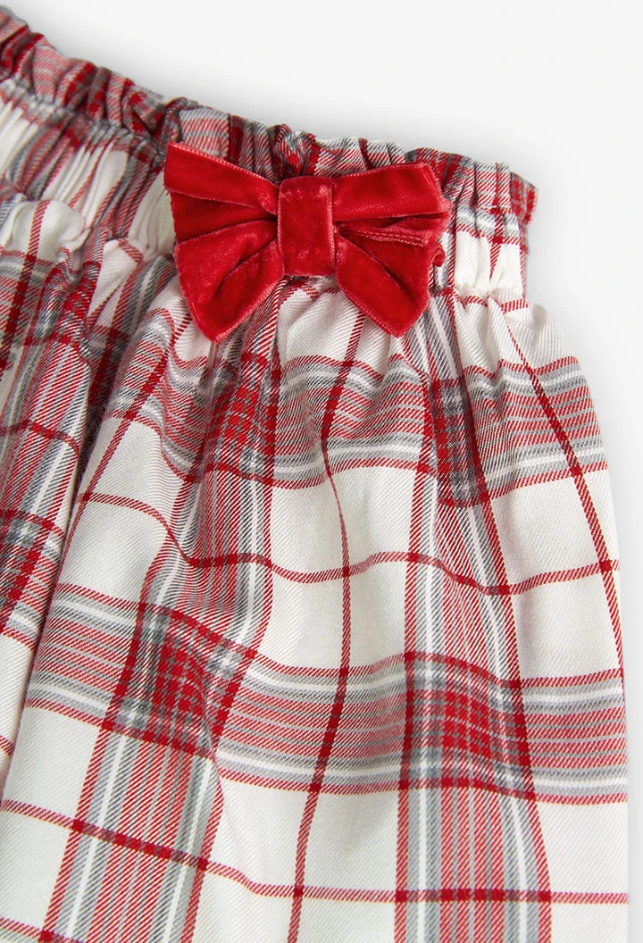 Skirt for baby girl with red and white checkered print