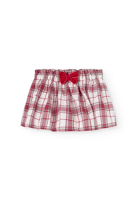 Skirt for baby girl with red and white checkered print