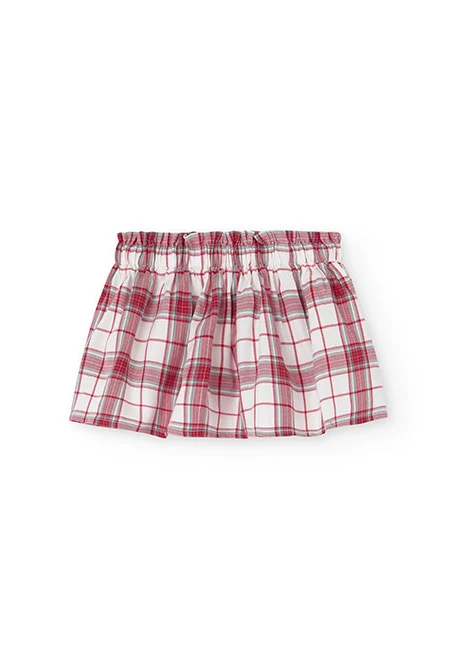 Skirt for baby girl with red and white checkered print