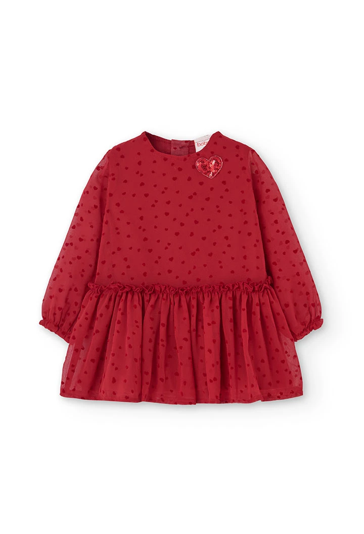 Robe en mousseline pour bébé fille en rouge