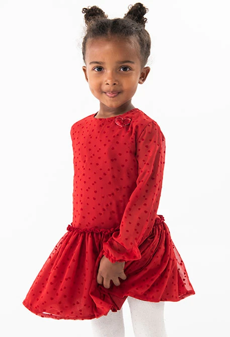 Red chiffon dress for baby girl