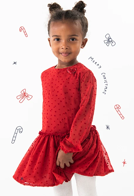 Red chiffon dress for baby girl