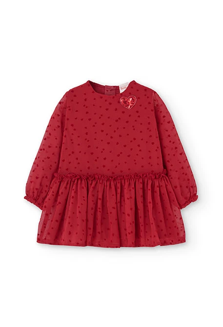 Vestido de chiffon para bebé menina em vermelho