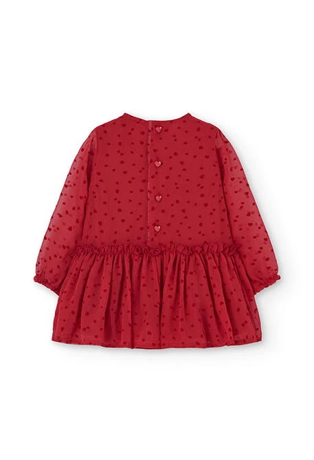 Robe en mousseline pour bébé fille en rouge