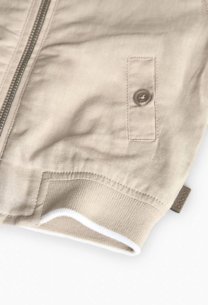 Linen jacket for baby boy in beige colour