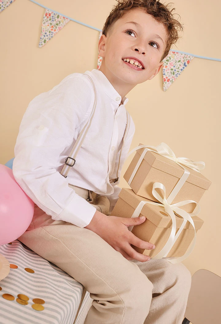 Chemise en lin pour bébé garçon blanche à manches longues