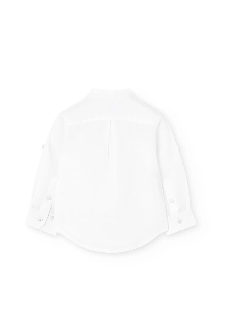 Camicia di lino per bambino in bianco a maniche lunghe