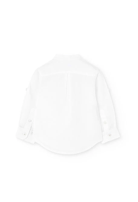 Baby boy\'s long-sleeve white linen shirt