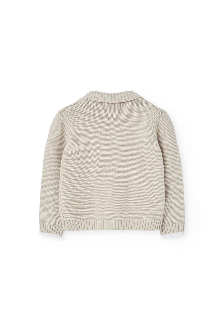 Knitted jacket for baby boy in beige colour