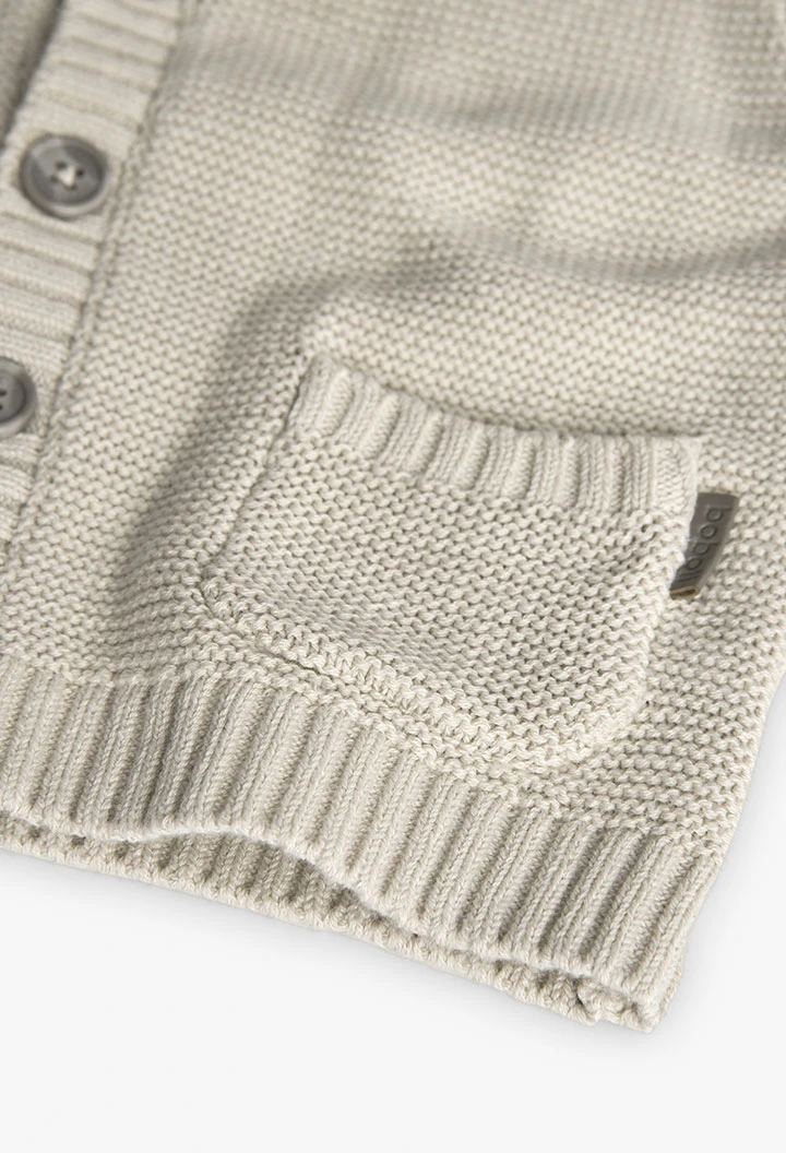 Knitted jacket for baby boy in beige colour