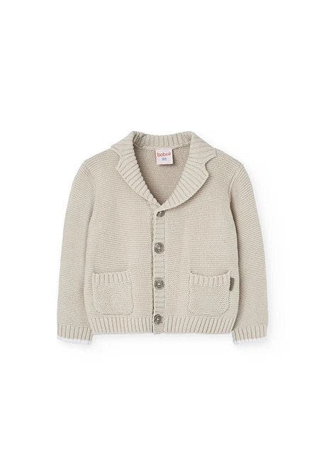 Knitted jacket for baby boy in beige colour