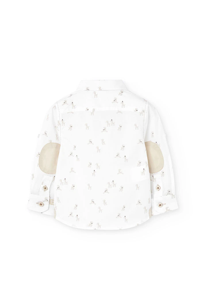 Chemise en popeline pour bébé garçon de couleur blanche avec imprimé