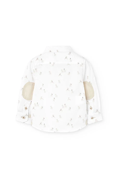 Camisa de popelín para bebé niño en color blanco con estampado