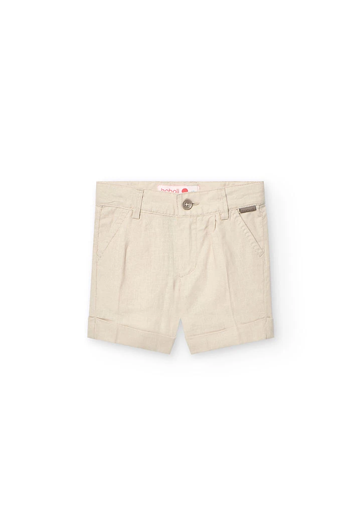 Bermudas de linho para bebé menino na cor bege
