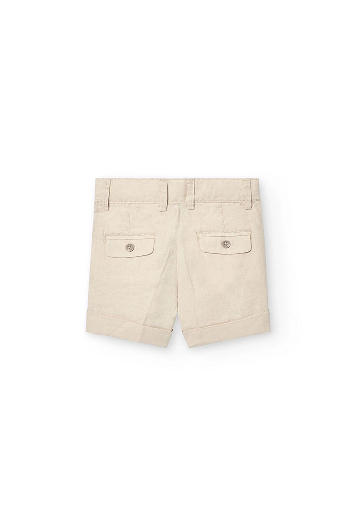 Bermudas de linho para bebé menino na cor bege