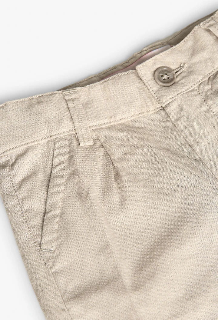 Bermudas de linho para bebé menino na cor bege