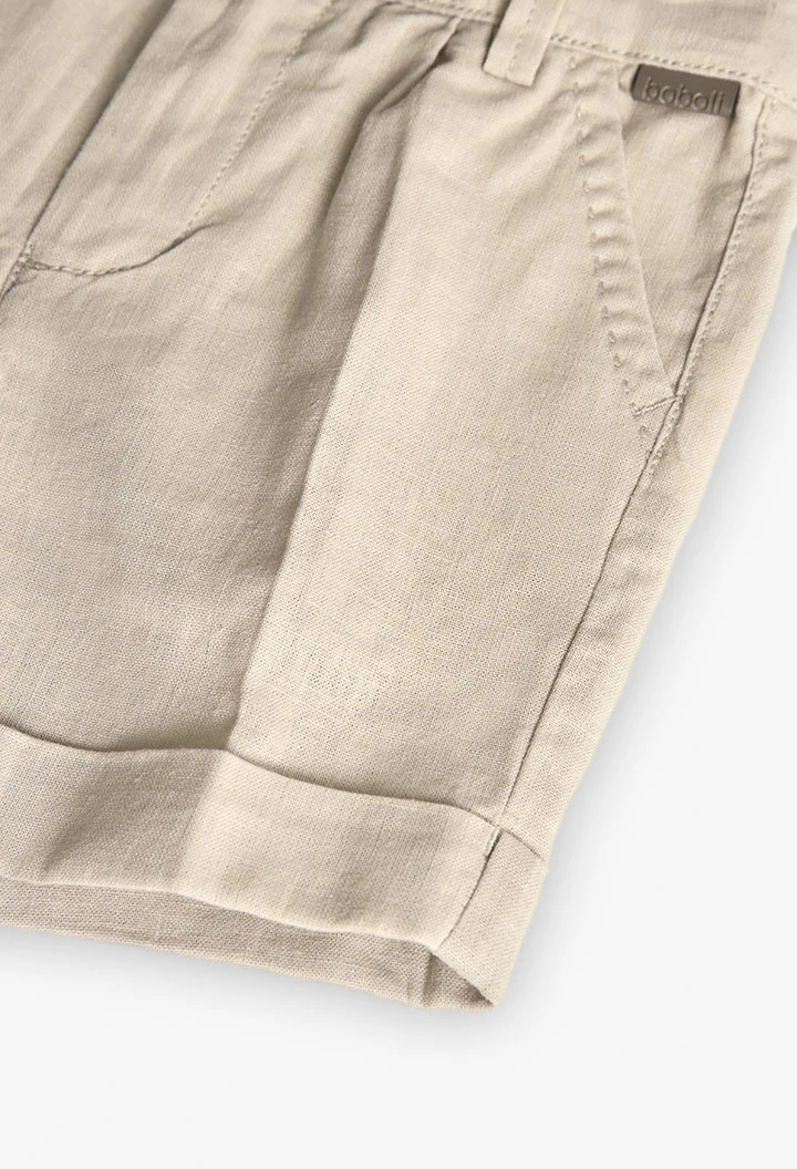 Bermudas de linho para bebé menino na cor bege