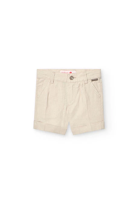 Linen shorts for baby boy in beige colour