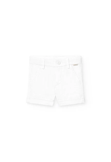 Bermuda in raso per bambino in colore bianco