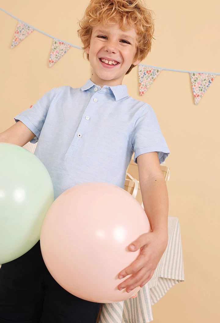 Satin bermuda shorts for baby boy in navy blue
