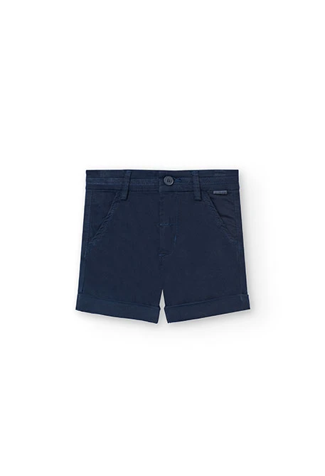 Satin bermuda shorts for baby boy in navy blue