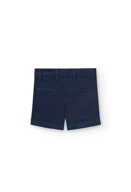 Satin bermuda shorts for baby boy in navy blue