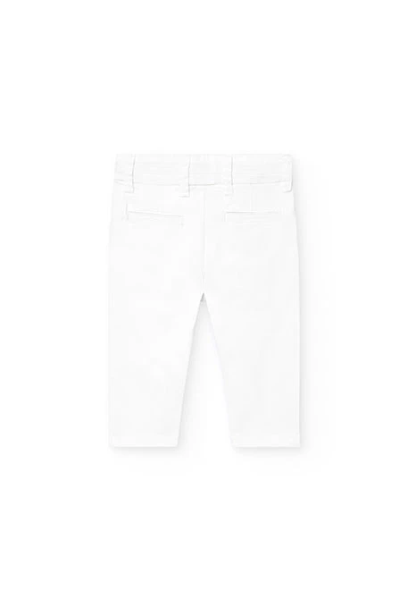 Pantalon en satin extensible pour bébé garçon en blanc.