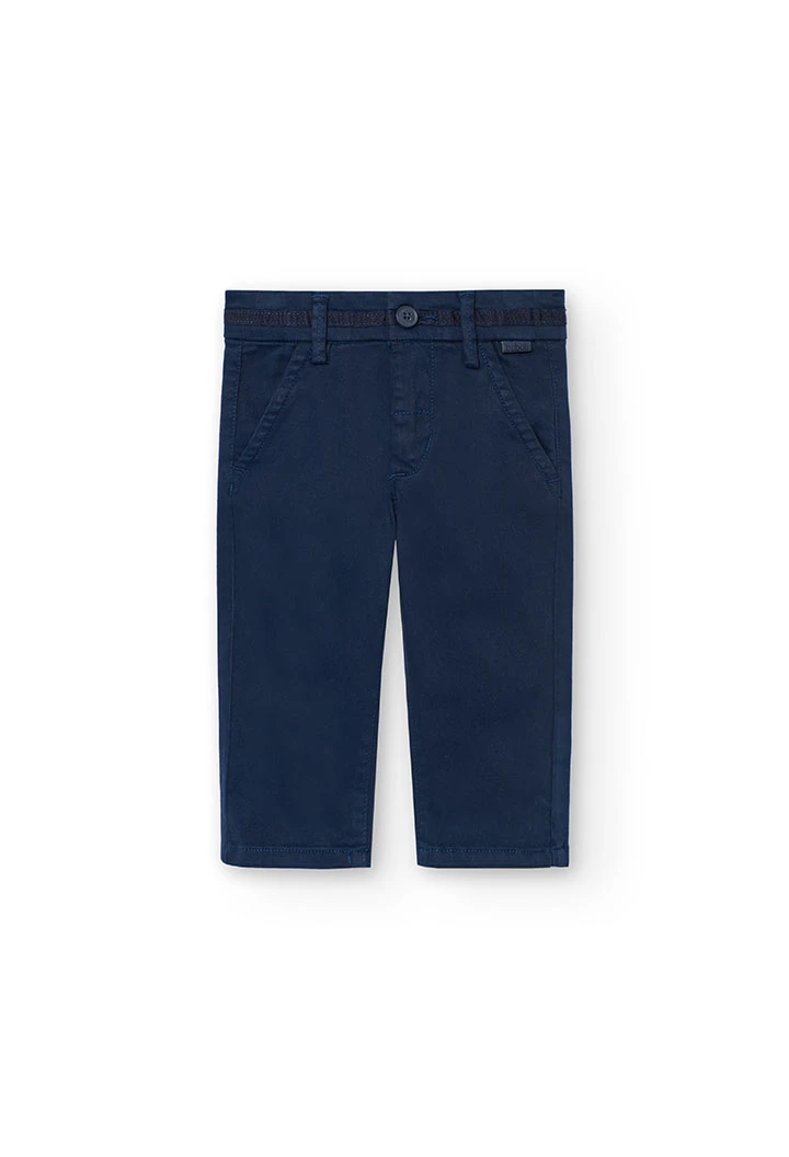 Pantalon en satin extensible pour bébé garçon en bleu marine