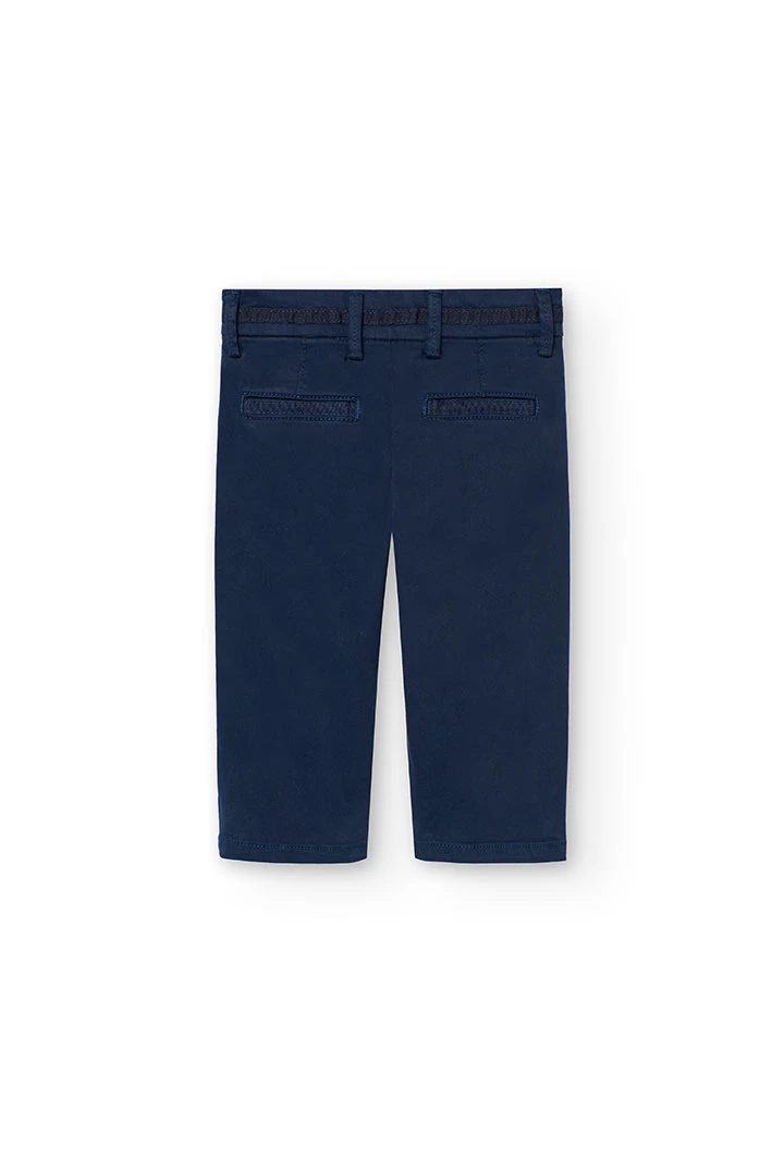 Pantalon en satin extensible pour bébé garçon en bleu marine
