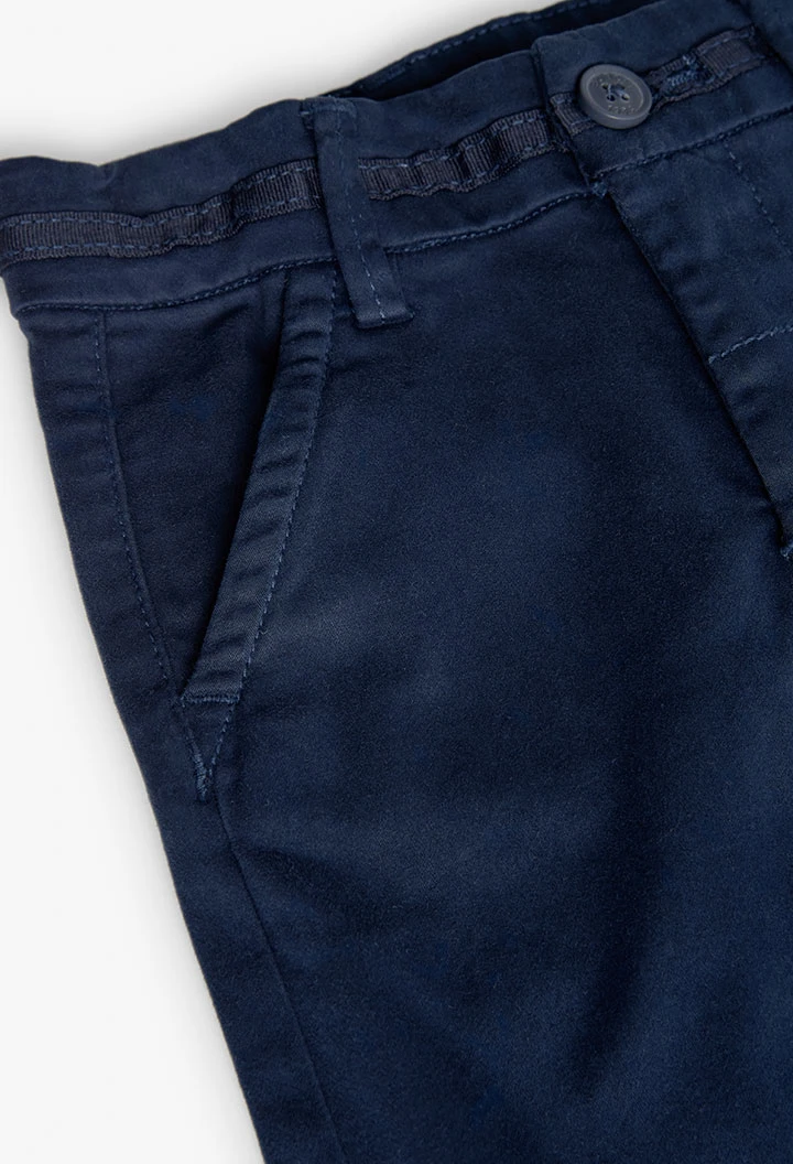 Pantalon en satin extensible pour bébé garçon en bleu marine