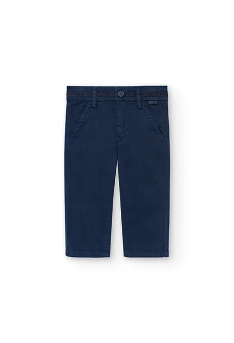 Pantalon en satin extensible pour bébé garçon en bleu marine