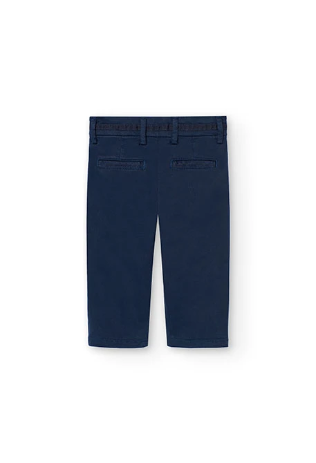 Pantalon en satin extensible pour bébé garçon en bleu marine