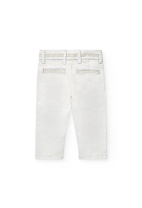 Pantalon en satin extensible pour bébé garçon en beige.
