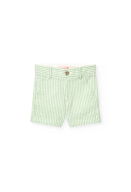 Bermuda di lino per bambino a righe verdi