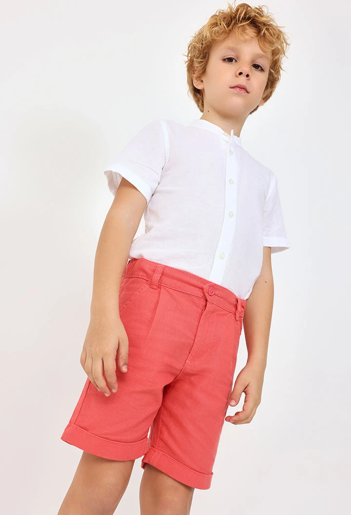 Bermudashorts aus Leinen für Baby Jungen in Rot