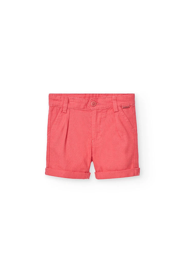 Baby boy linen shorts in red
