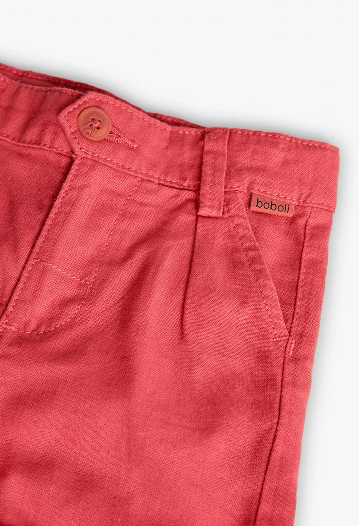 Baby boy linen shorts in red