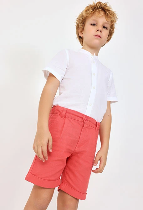 Baby boy linen shorts in red