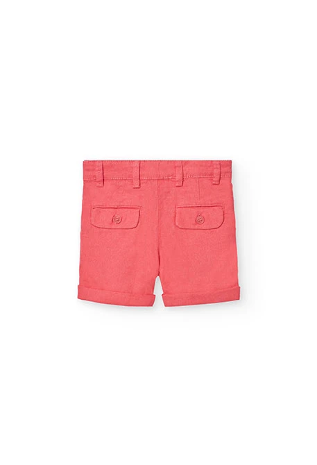 Bermudas de lino para bebé niño en color rojo