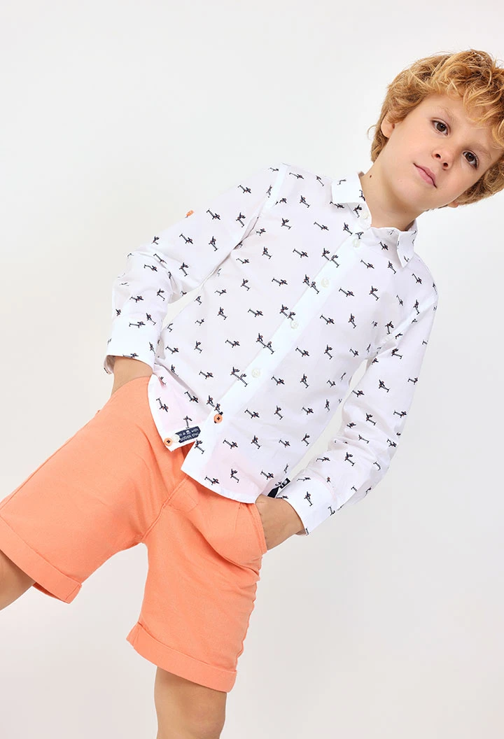 Bermuda in lino per bambino colore corallo