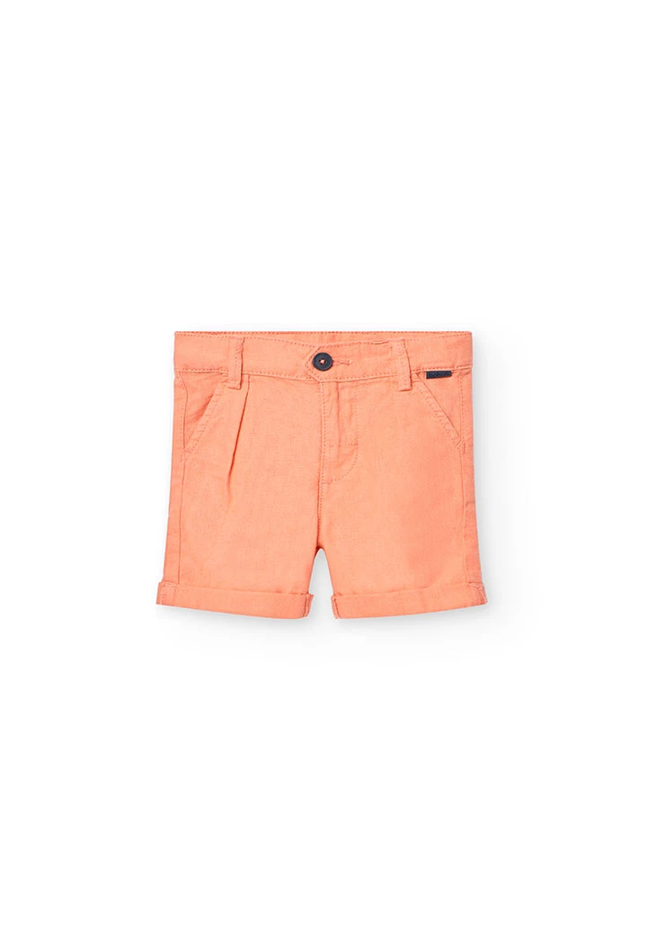Bermuda in lino per bambino colore corallo