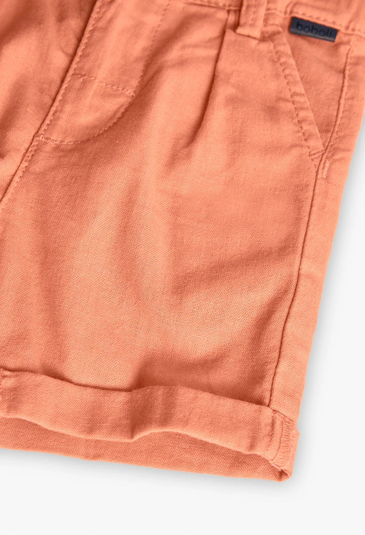Bermuda in lino per bambino colore corallo