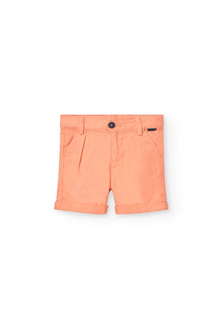 Bermuda in lino per bambino colore corallo