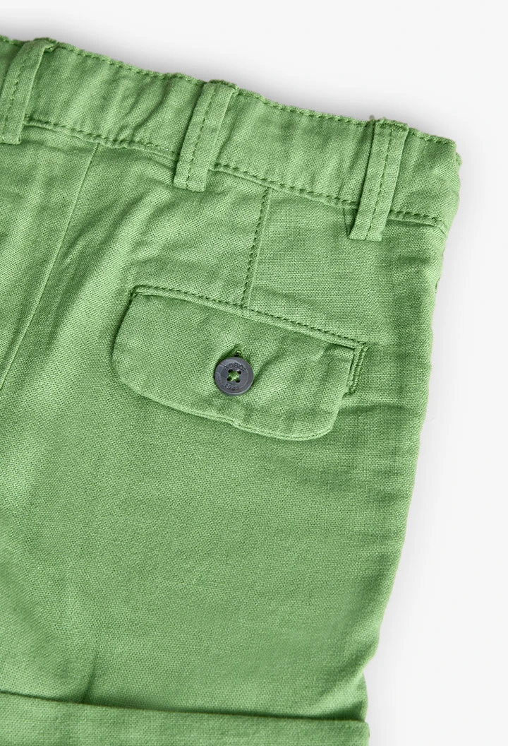 Bermuda di lino per bambino in colore verde